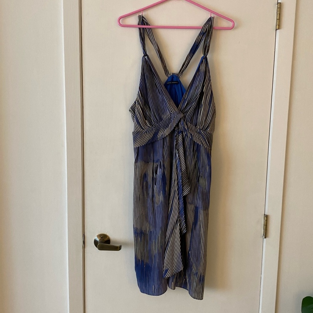 Banana Republic blue print silk cocktail dress